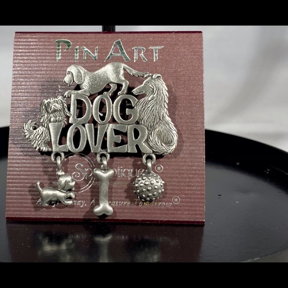 Dog Lover brooch with charms, never off card - Picture 4 of 12